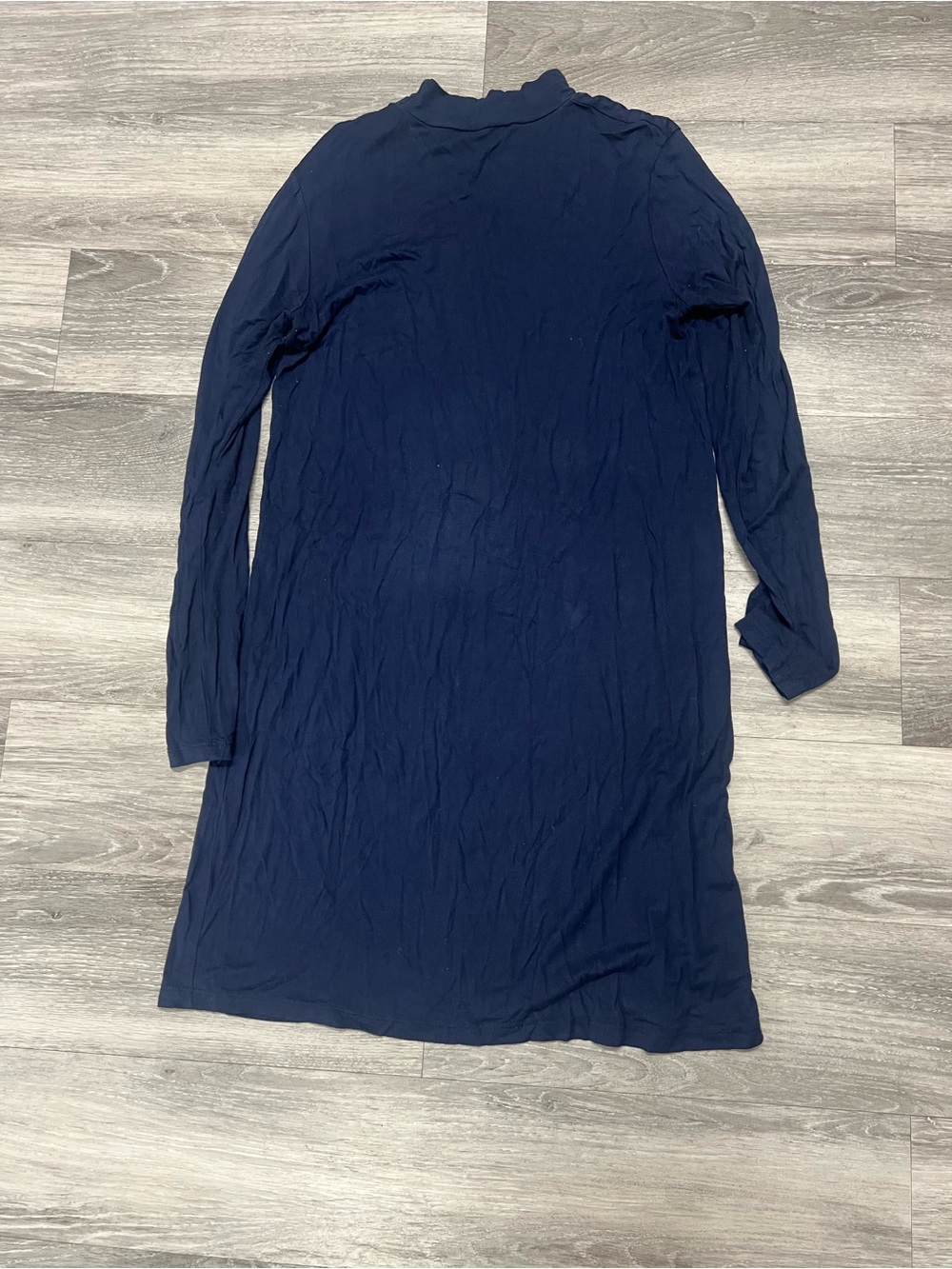 Navy Long-Sleeve Mock Neck Shift Tunic - Size 8 - Picture 2 of 4